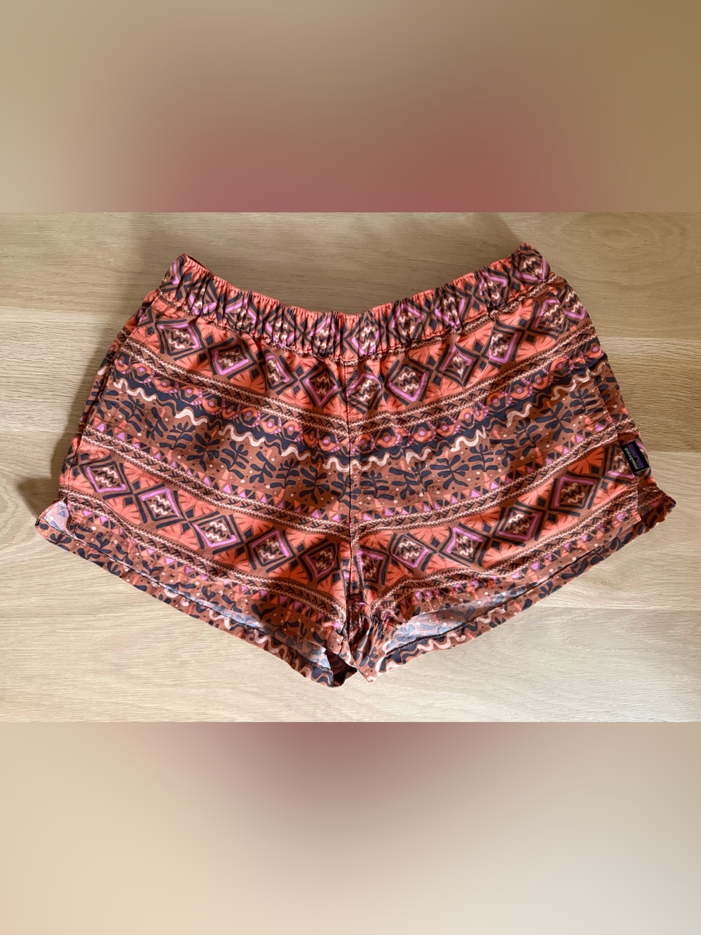 Patagonia Women's Orange Aztec-Print Athletic Shorts